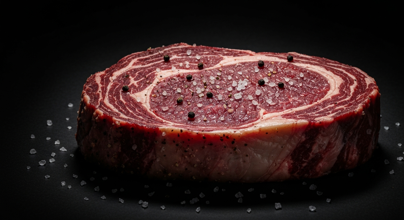 Seasoned raw steak ready to go in the air fryer